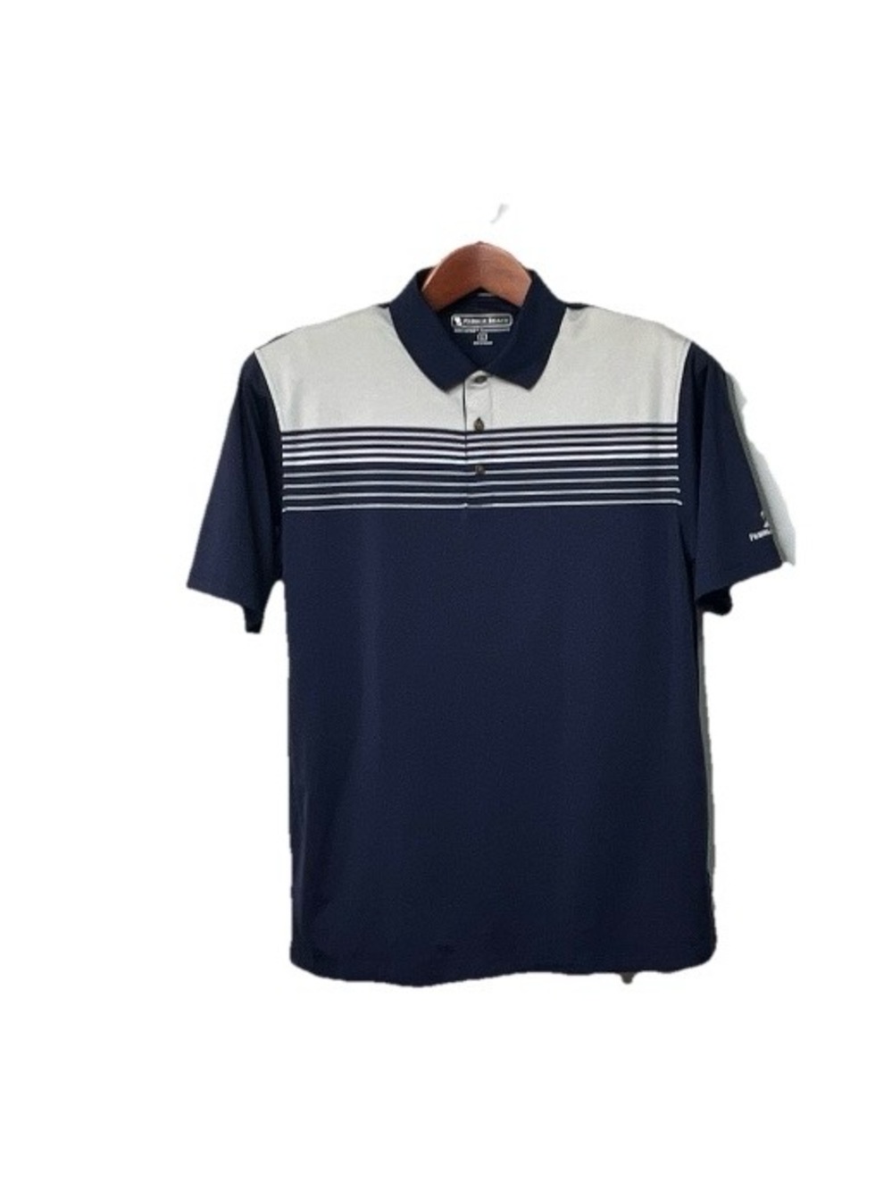 Pebble Beach Golf Navy & White Striped Polo Shirt